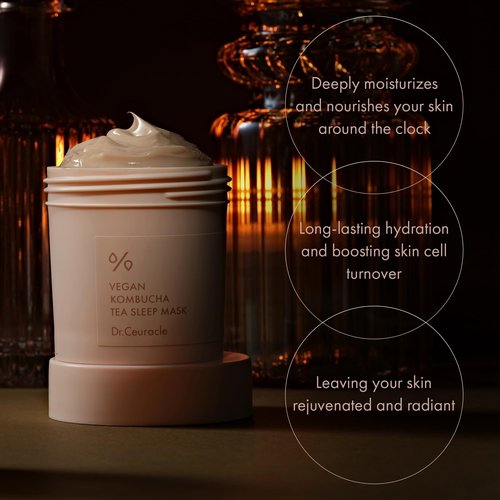 leegeehaam Dr.Ceuracle Vegan Kombucha Tea Sleeping Mask - Hydrating Overnight Face Mask with Niacinamide, Bakuchiol, Ceramide, Korean Skincare (100 g / 3.52 oz.)