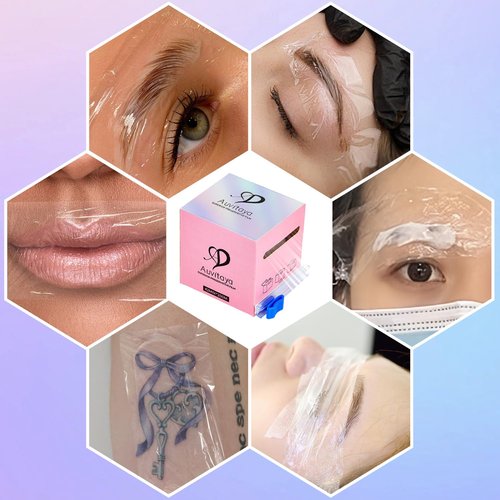 2 Pack Eyebrow Lamination supplies with Ergonomic Slicer, Premium Transparent Preservative Film, Permanent Make Up Cling Wrap Cover Tape Roll Perfect for Lip Brow Lamination Lash Lift