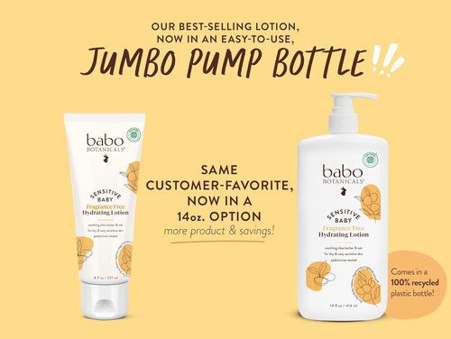BABO Botanicals Baby Lotion - Fragrance-Free Daily Hydration with Shea Butter & Jojoba Oil | EWG Verified, Vegan, Sensitive Skin