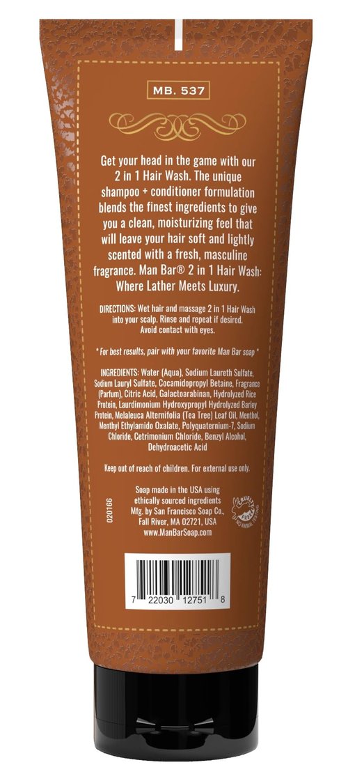 San Francisco Soap Company Man Bar 2 in 1 Hair Wash Spiced Tobacco - Where Lather Meets Luxury