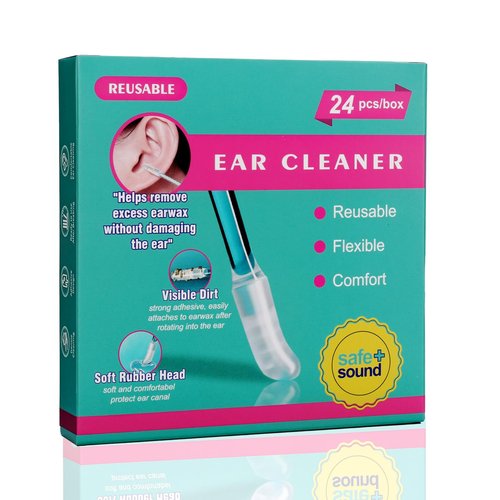 Adhesive Ear Cleaner Earwax Removal Tools, Reusable Sticky Ear Swabs, Washable Design, 24 Pack for Gentle Ear Cleaning (Olive Green)