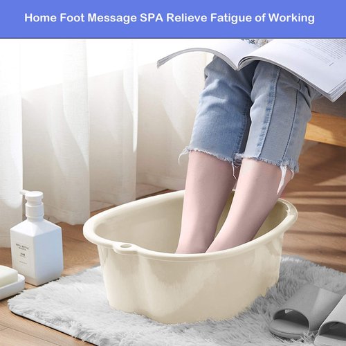 AMOBON Foot Soaking Bath Basin: Plastic Foot Spa Basin for Soaking Feet - Foot Soaking Tub with Massage Dots - Roomy Foot Soak Bucket for Water Spa and Foot Massage (White)