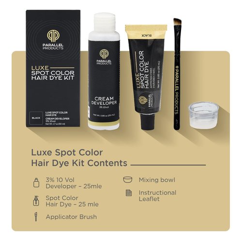 Parallel Products - Luxe Black Cream Hair Dye - 25mL Professional Spot Coloring Kit | Covers Grey Hair