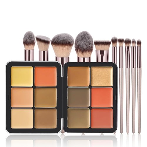 Skiennix Vegan Eyeshadow Palette - 12 Colors with 10 Professional Makeup Brushes Set | Cruelty-Free Gift for Women & Teens