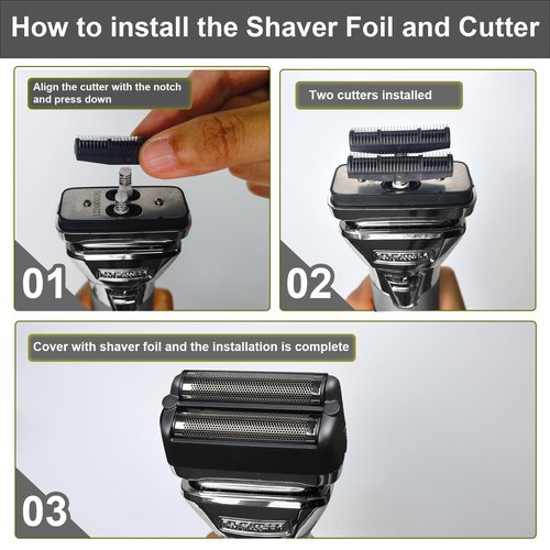 Shaver Replacement Foil and Cutter，Compatible with BaBylissPRO FXONE BlackFX Double Foil Stick Shaver，Black