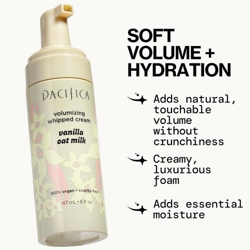 Pacifica Hair Mousse - Light Hold Vanilla Oat Milk for Soft Volume & Hydration | Vegan & Cruelty-Free, 5 fl oz