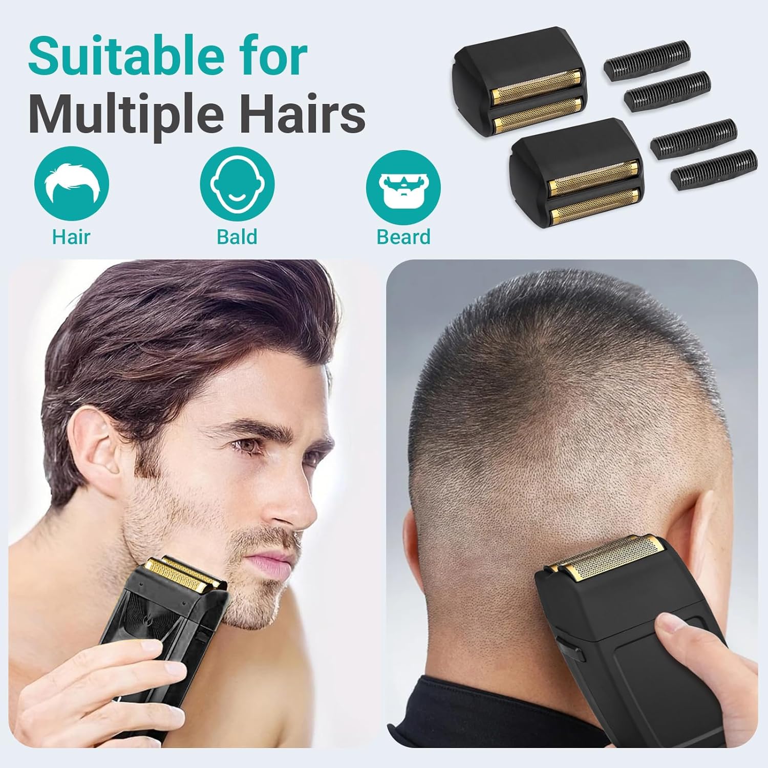 Wahl 5 Star Series Shaver Foil Head - Replacement Cutter Bar for Super Close Shaving | 2 Pack, Black
