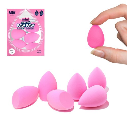 AOA Studio Mini Makeup Sponge Set - Latex-Free, High-Definition Blenders for Powder & Cream | 6 Super Soft Sponges (Pink)