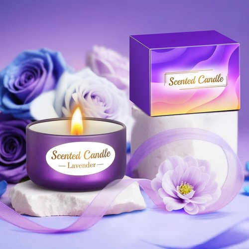 Valentines Day Birthday Gifts Set for Women Her Mom Wife Girlfriend Friend - Purple Self Care Spa Relaxation Gift Basket Set with Novelty Stainless Steel Coffee Tumbler, Lavender Candle, Bath Bomb
