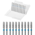 10pcs Safety Round Barrel Cuticle Drill Bits, Carbide Diamond Nail Bits for Dead Skin Removal&Nail Shaping, 3/32'' Two Way Rotate, Professional Manicure Pedicure Salon Tools, Medium-M
