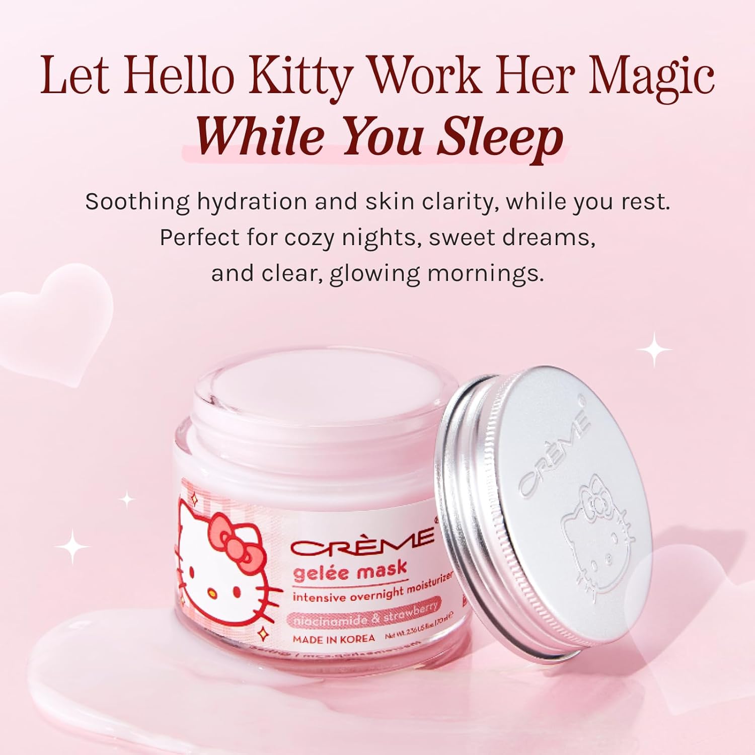The Crème Shop Hello Kitty Gelée Mask - Klean Beauty Hydrating Formula for Glowing Skin