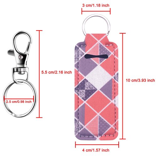 Duufin 24 Pieces Chapstick Holder Keychains Bulk Lipstick Holder Keychians Lip Balm Holder with 24 Pieces Metal Clip Cords for Purse Backpack