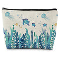 ignytiger Sea Turtle Gifts Makeup Bag, Ocean Turtle Gifts for Women, Turtles Cosmetic Bag Coastal Beach Makeup Bag Pouch