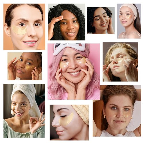 LA MIURA 24K Gold Under Eye Patches - 60 Pcs Eye Masks for Dark Circles Puffiness - Skin Care with Collagen Hyaluronic Acid - Anti-Aging & Rejuvenating Hydrogel Eye Patch
