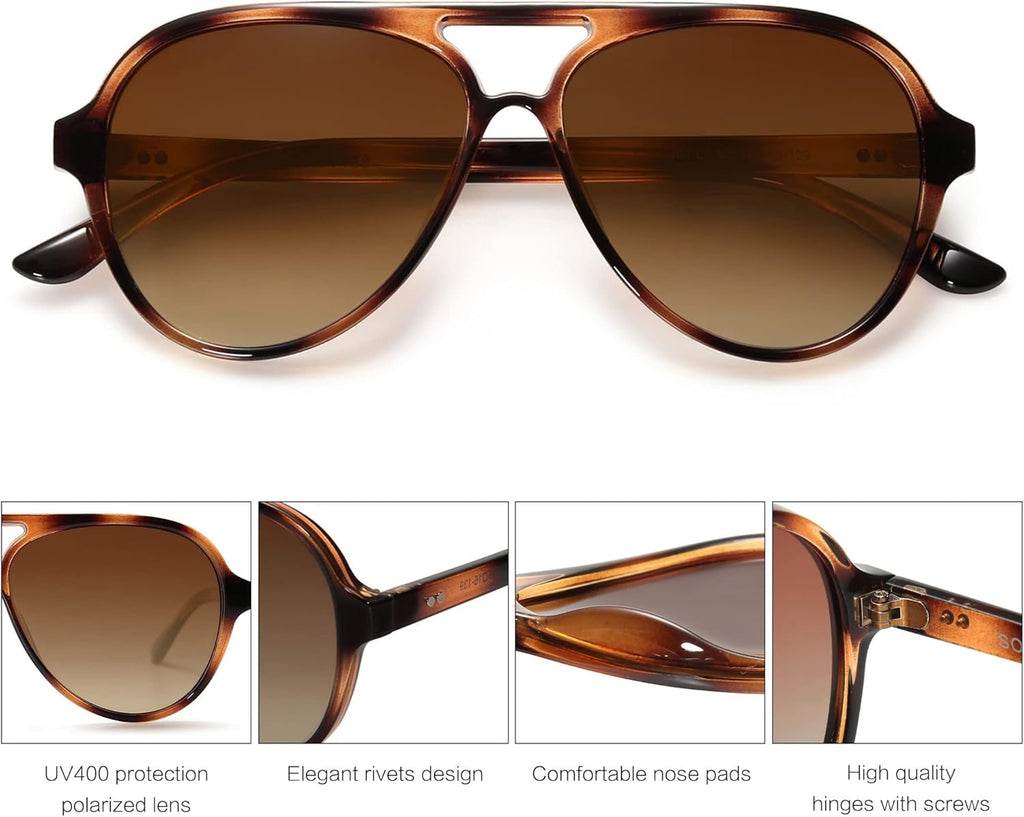 SOJOS Classic Polarized Aviator Sunglasses - Retro Trendy Shades for Men & Women | SJ2201