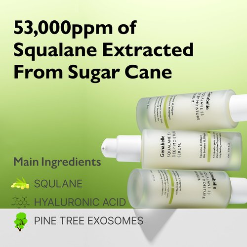 Genabelle Squalane 53 Deep Moisture Serum– Hydrating Serum with Plant-Based Squalane, Pine Exosomes for Long-Lasting Moisture, Skin Barrier & Radiance