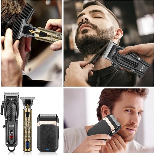 HIENA PRO Professional Hair Clippers - Cordless 3-in-1 Hair Cutting Kit with Foil Shaver | USB-C Rechargeable