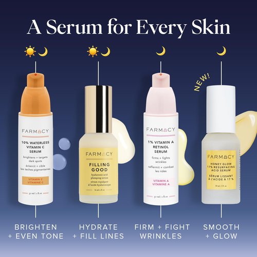 Farmacy Face Exfoliator Serum - Honey Glow 17% AHA + BHA Liquid Exfoliant & Salicylic Acid Serum - Resurfacing Skin Care for Reduced Pores + Texture - Hydrates Skin for an Overall Glow (30ml)