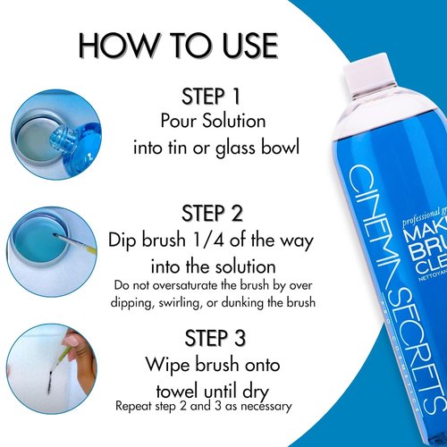 CINEMA SECRETS Professional Makeup Brush Cleaner - 32 Fl Oz | Gentle Formula for Deep Cleaning