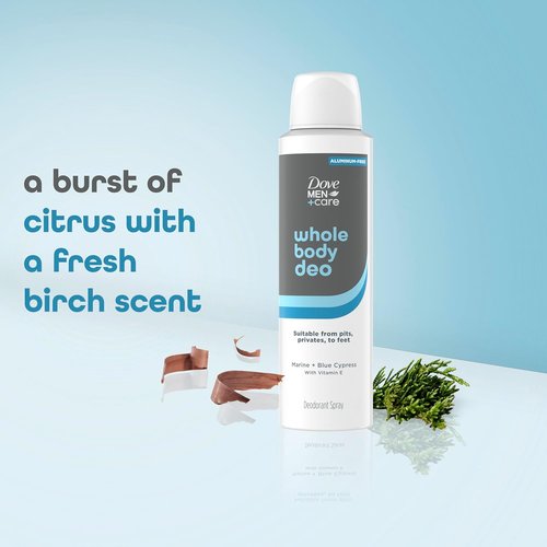 DOVE MEN + CARE Whole Body Deodorant - Marine & Blue Cypress for 72H Odor Protection | 4 oz