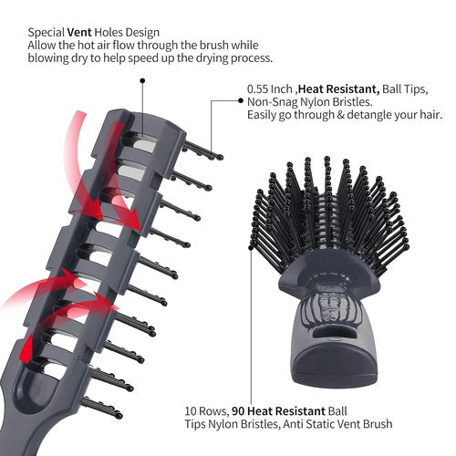 PERFEHAIR Vented Hair Brush - Heat Resistant Styling Tool for All Hair Types | Static-Free Design
