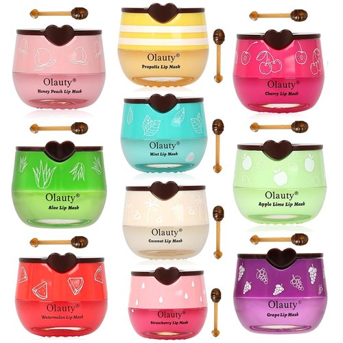 10 PCS Bee Lip Balm Honey Pot, galentines day gifts, Honey Lip Mask Bulk, Moisturizing Lip Sleeping Mask Hydrating Prevention Dry & Cracked Lip, Reduce Lip Lines and Wrinkles