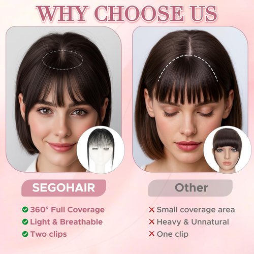 SEGOHAIR Clip in Bangs Hair Toppers for Women Real Human Hair, 360°3D Wispy Bangs for Thinning Hair Daily Wear (27, Honey Blonde)