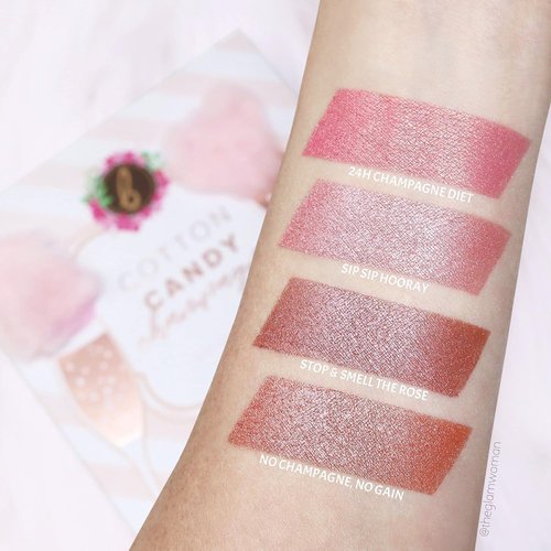 Beauty Bakerie Powder Blush Makeup Palette for Face & Cheeks, Matte and Metallic Highlighter Make up Set, 4 Highlight Shades, Cotton Candy Champagne