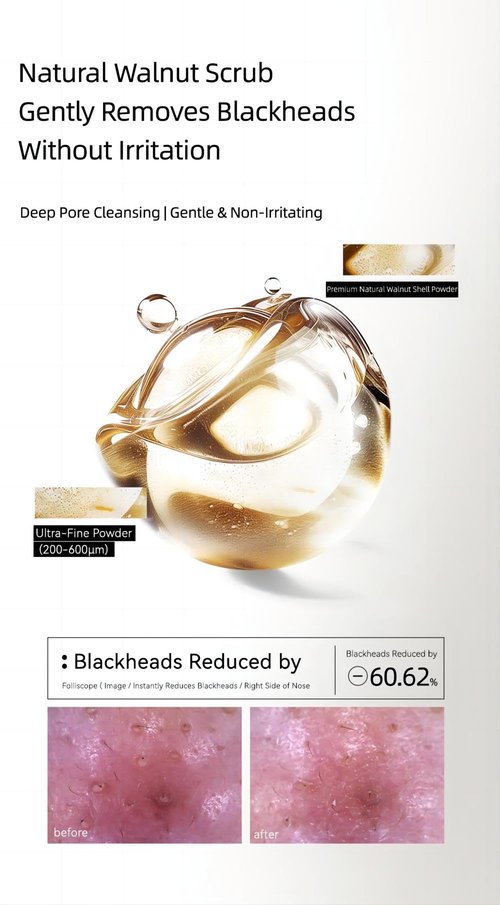 OGANA CELL DERX Revitalizing Facial Cleanser with Peptides & Walnut Microbeads - Gentle Exfoliating Gel To Foam for all Skin, Korean Clinic-Developed (120ml/4.05 fl.oz.)