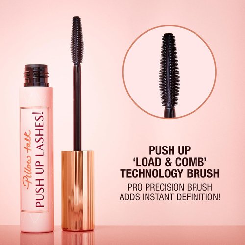 Charlotte Tilbury Pillow Talk Push Up Lashes Mascara - 24HR Lengthening & Volume - Smudge-Proof Super Black Travel Size