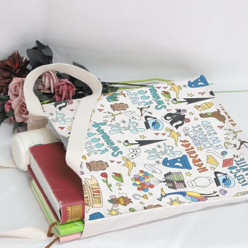 POFULL Movie Characters Collage Carrier Bag Case Fairy Tales Gift for Women