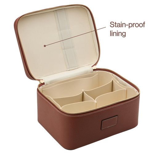 ETOILE - Vanity Case Ginger Brown - Stylish Travel Makeup Bag Organizer with Dividers