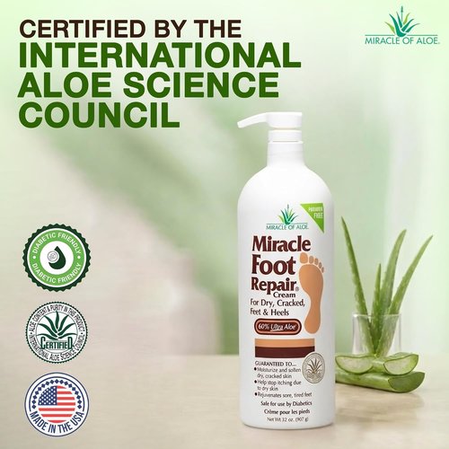 Miracle Foot Repair Cream - 32 oz | UltraAloe Formula for Soft, Moisturized Feet & Cracked Heels