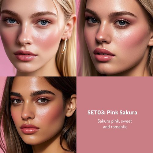 Bayfree Multi Cream Blush Set - Lightweight Hydrating Blush & Brush for Radiant Cheeks | Pink Sakura