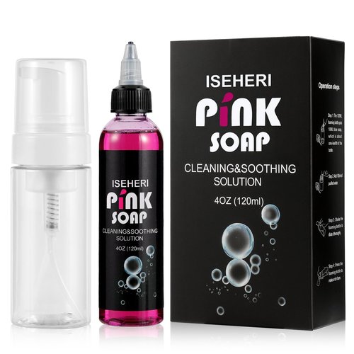 iseheri Ultra Concentrated Pink Soap 4OZ with Foaming Bottle 120ml, Tattoo Soap Tattoo Supplies for Tattoos Piercings, Clean Skin Equipment