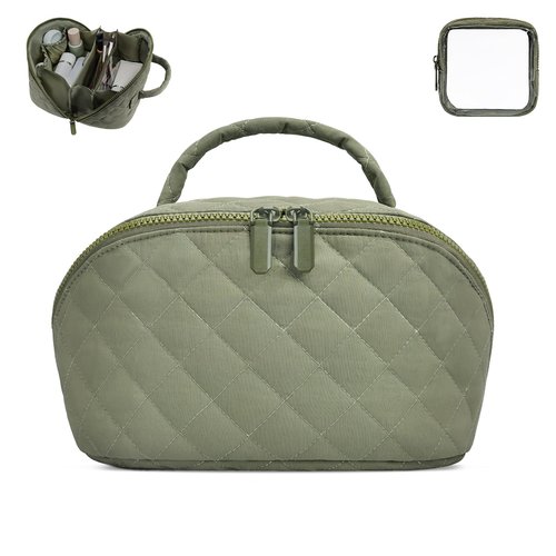SXS LACONIC Makeup Bag,Quilted Puffer Cosmetic Bags,Travel Toiletry Bag for Women,Large Capacity Waterproof Make up Bag Set