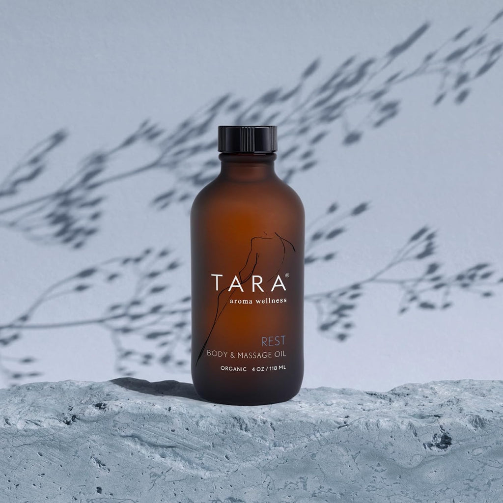 TARA Spa Therapy Massage Oil - Premium Organic Relaxation Blend with Lavender & Chamomile, 4 oz
