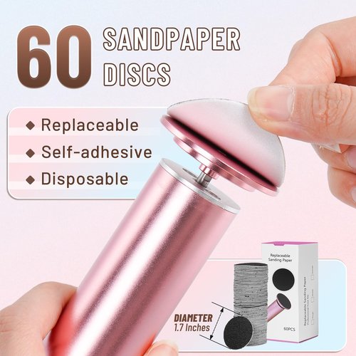 Dermawave Electric Foot File Callus Remover for Feet, Professional Electric Foot Sander Filer Grinder with 60 Sandpaper Discs for Men & Women, Pedicure Tool for Corn Dead Skin Cracked Heel