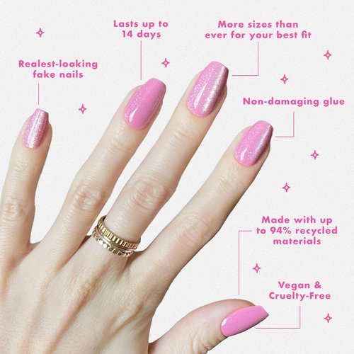 Olive & June Press-On Nails - Maximalist Instant Mani | 42 Non-Toxic, Long-Lasting Nails | Medium Coffin - Rose Velvet