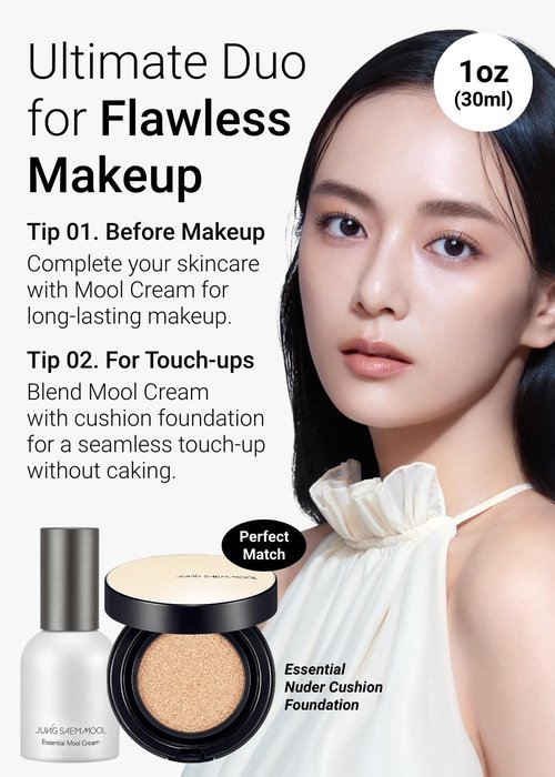 JUNG SAEM MOOL Essential Mool Cream | Hydrating Primer for a Long-Lasting Foundation Makeup, Glow Finish, Centella and Panthenol for Glass Skin, Korean Skincare (Original, 1 Fl Oz)