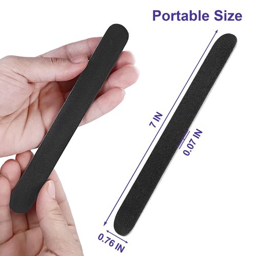 Emery Board Nail Files (50 Pack), 100/180 Grit Wooden Nail File for Natural Nails, 7 Inches Emory Filers Manicure Tool Set Disposable Nail File for Home Salon Black
