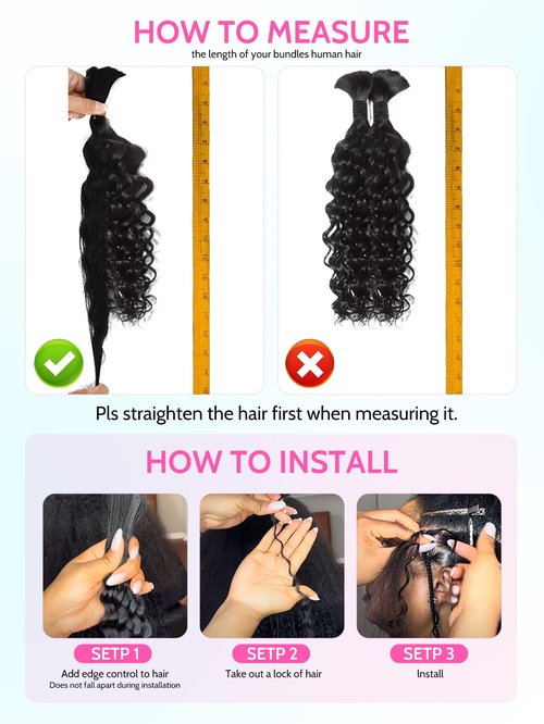 QUINARVVNA 100% Human Hair Bundles for Boho Braids 2pcs/110g Unprocessed Virgin Hair Set Natural Smooth Tangle-Free, Perfect Human Hair Boho for Women to Boost Beauty Ideal (Natural black-Deep, 18")