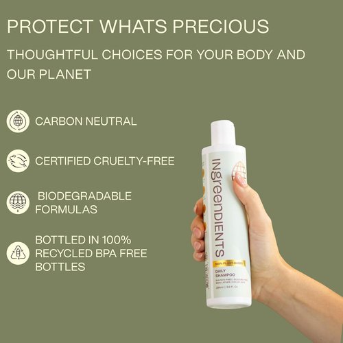 Ingreendients Natural Shampoo - Organic, Sulfate-Free & Color Safe with Tea Tree Oil | Vegan & Gluten-Free
