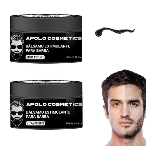 Apolo Para Barba, Estimulante Para Barba Ultra Potente, Bálsamo Para Crecimiento de Barba Para Hombre, Apolo Para Cabello Barba Crema, Beard Beard Growth Oil Stimulating Balm Thicker, Fuller (2pcs)