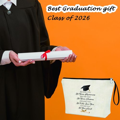 APAKUTA 2026 Graduation Gift for Her- Graduation Personalised Gift Keepsake, Class of 2026 Gift for Graduates Zipper Organize Makeup Bag Travel Cosmetic Pouch