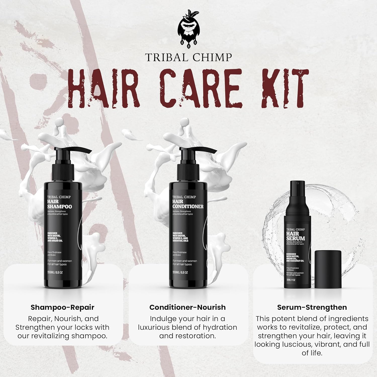 Tribal Chimp Hair Conditioner - Hydrating & Strengthening Formula with Peppermint, Tea Tree Oil & Biotin | 8.8oz