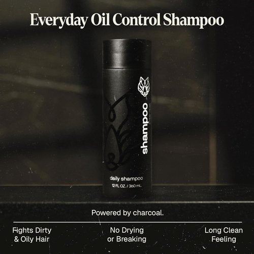 Black Wolf Men's Shampoo - Charcoal-Infused Oil Control Formula for Oily Hair, 12 Fl Oz | Nourishes & Hydrates Scalp