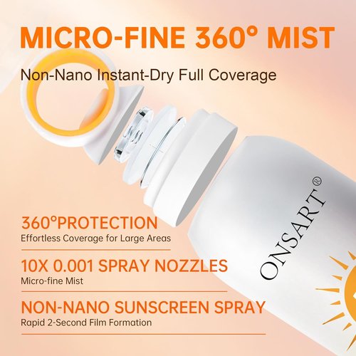 Skiennix Mineral Sunscreen Spray SPF 50+ | Reef Safe, Broad Spectrum UVA/UVB Protection, 6.76 fl oz