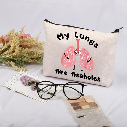JNIAP Lung Cancer Gift My Lungs Are Assholes Cosmetic Bag - Cancer Warrior Gift for Her or Him