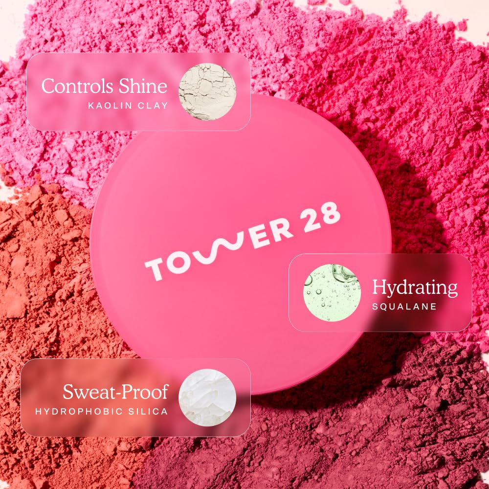 Tower 28 GetSet Matte Powder Blush - 12-Hour Long-Lasting, Talc-Free Formula for Sensitive Skin - Samo Spritzer (1.13 oz)